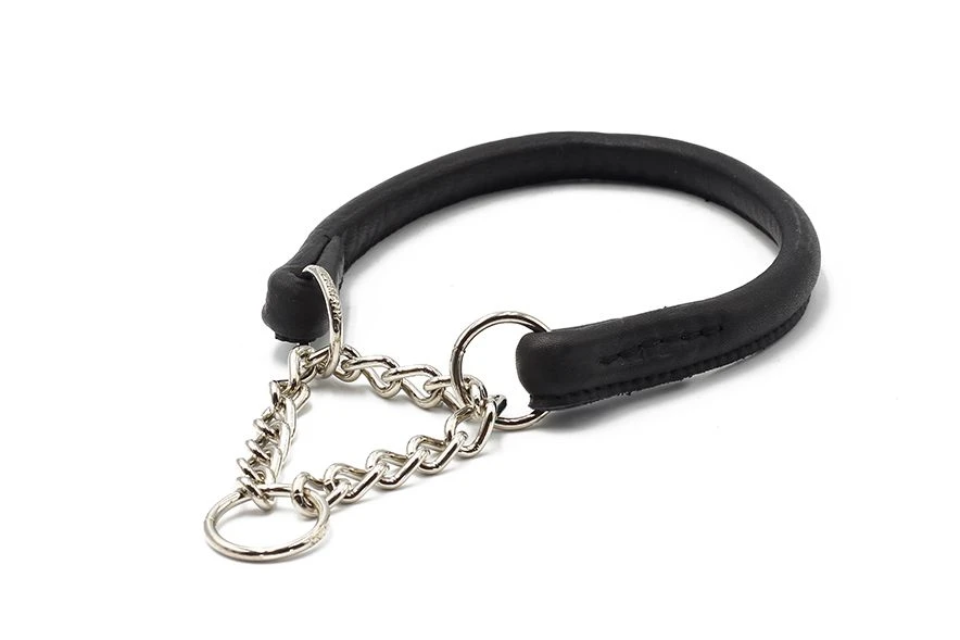 Maul Halsband Rundgenäht Mit Ketteneinsatz Schwarz/Silber 3 Maul Halsband Rundgenäht Mit Ketteneinsatz Schwarz/Silber