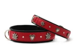 Maul HB Herzilein Nappaleder Schwarz - Rot / Silber